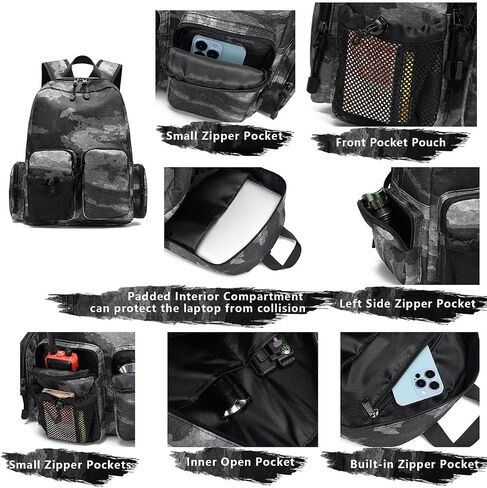 TIANHAOPUJU Camouflage Tactical Backpack for Teen Boys & Men,Water Resistant PVC for Outdoor Hunting Hiking Fishing Travel in Saudi Arabia