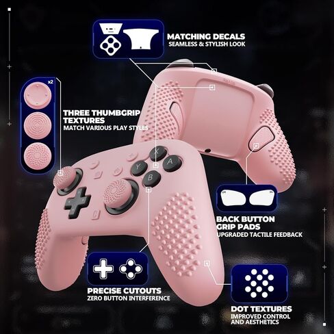 PlayVital Silicone Cover Skin for Nintendo Switch 2 Pro Controller – 3D Studded Edition Anti-Slip Grip Protector Case for Switch 2 Pro with Back Button Cap, Thumb Grips & Sticker - Black in Saudi Arabia