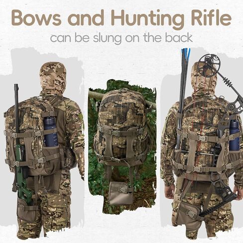 Blisswill Hunting Backpack Day Pack مع حزمة صيد حامل البندقية هدية للرجال (لحاء الصخور) in Kuwait