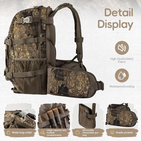 Blisswill Hunting Backpack Day Pack مع حزمة صيد حامل البندقية هدية للرجال (لحاء الصخور) in Kuwait