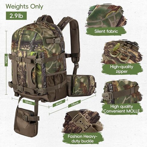 BLISSWILL Hunting Backpack Hunting Day Pack with rifle holder Hunting Gear Accessories gift for men(Rock Bark) in Kuwait