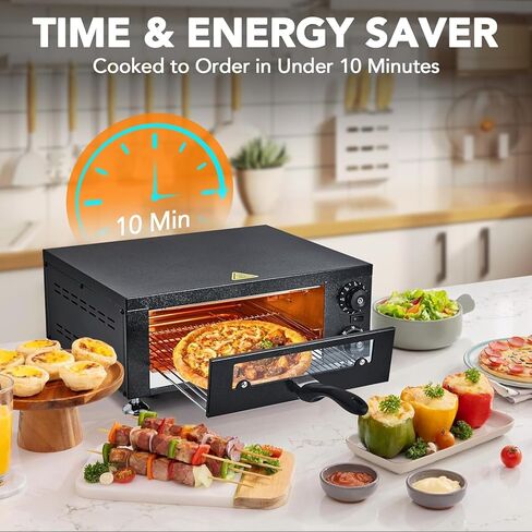 High-Speed Commercial Pizza Oven 12" 1100W，Sealed Stainless Steel with 60-Min Timer for Pizzeria, Food Truck, Catering，Countertop Electric Baking Machine in Saudi Arabia