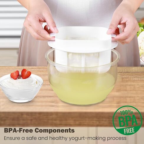 مصفاة الزبادي اليونانية ، صانع الزبادي اليوناني 2QT مع سلة شبكية فائقة ، 2025 مصفاة خالية من BPA من أجل الزبادي اليوناني السميك محلي الصنع ، حاوية كبيرة إضافية سعة بيضاء (XL) in Saudi Arabia