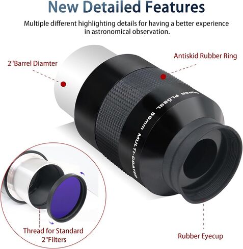 Astromania 2" 56mm Super Plossl Telescope Eyepiece - Bundle with - 2" ED 2X Barlow Lens in Saudi Arabia