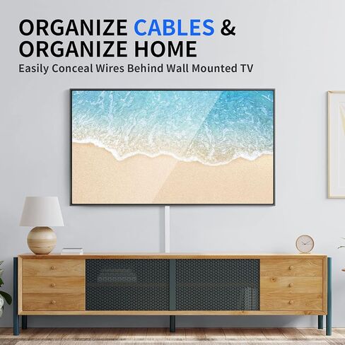 Delamu 254in Cord Hider, One-Wire Cable Hider, Cable Covers for Cords on Wall, Easy-to-Install Cable Hiders for Mounted Tv, Cable Management Kit, L16.9in W0.59 H0.4in, White in Saudi Arabia