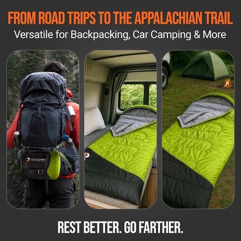 Expedition Sleeping Bag with Compression Sack – 32°F/0°C for Teens/Adults Up to 6'2", Lightweight, Water-Resistant, Backpacking Sleeping Bag for Camping, Hiking in Saudi Arabia