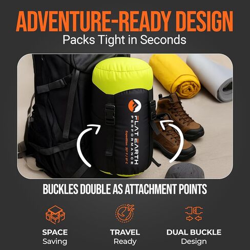 Expedition Sleeping Bag with Compression Sack – 32°F/0°C for Teens/Adults Up to 6'2", Lightweight, Water-Resistant, Backpacking Sleeping Bag for Camping, Hiking in Saudi Arabia