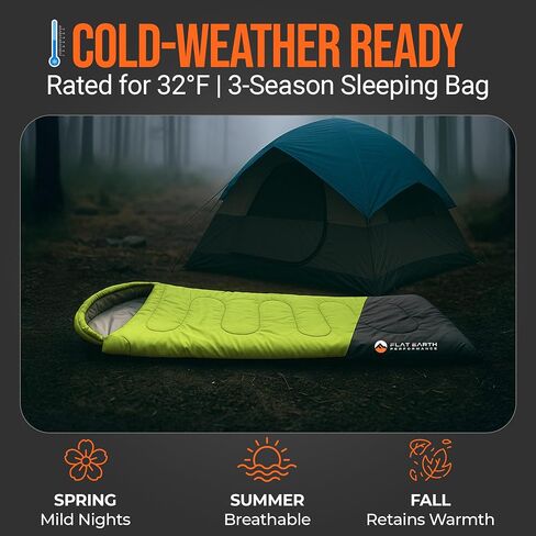 Expedition Sleeping Bag with Compression Sack – 32°F/0°C for Teens/Adults Up to 6'2", Lightweight, Water-Resistant, Backpacking Sleeping Bag for Camping, Hiking in Saudi Arabia