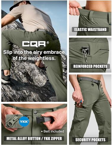 سروال تكتيكي سريع الجفاف للرجال من CQR، سروال خارجي مقاوم للماء، خفيف الوزن قابل للتمدد / سروال مستقيم للعمل للمشي لمسافات طويلة in Kuwait