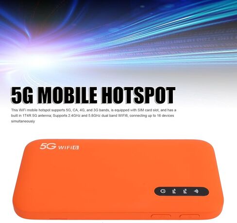 جهاز التوجيه المحمول المحمول المحمول المحمول مع فتحة بطاقة SIM ، نقطة اتصال سفر عالية السرعة ، WIFI6 الفرقة ، دعم 16 جهازًا ، بطارية 6100 مللي أمبير في الساعة in Saudi Arabia
