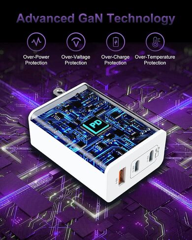 USB C Charger Block 100W ، 3-Port Gan Super Fast Charger ، محول شاحن الجدار من النوع C مع كبل شحن USB C 10 أقدام لـ MacBook Pro/Air و iPad Pro و iPhone 16/15Pro و S25/S24/S23 والمزيد [2 Pack] in Kuwait