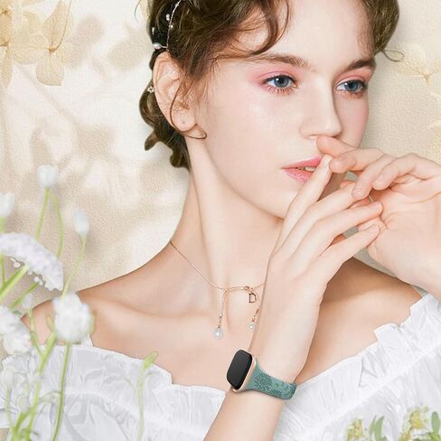AMSKY 6 Pack Slim Floral Engraved Bands Compatible with Apple Watch Band 40mm 41mm 42mm 38mm 44mm 45mm 46mm 49mm for Women,Cute Silicone Sport Strap for iWatch Series 10 Ultra 9 8 7 6 5 4 3 2 1 SE in Kuwait