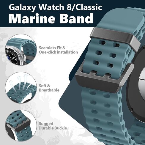 Marine Silicone Band for Samsung Galaxy Watch 9 8 40mm 44mm/8 Classic 46mm in Kuwait
