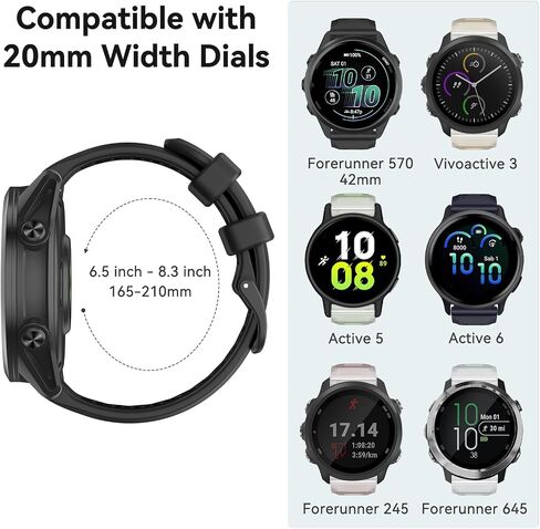 ISBAKE متوافق مع Garmin Forerunner 570 42 مم/الجسم الحي 5/Vivoactive 3 مجموعات مشاهدة ، فرقة سيليكون 20 مم لفيفوليشن 3 موسيقى/Vivomove Sport ، Forerunner 645/245 Smartwatch in Saudi Arabia