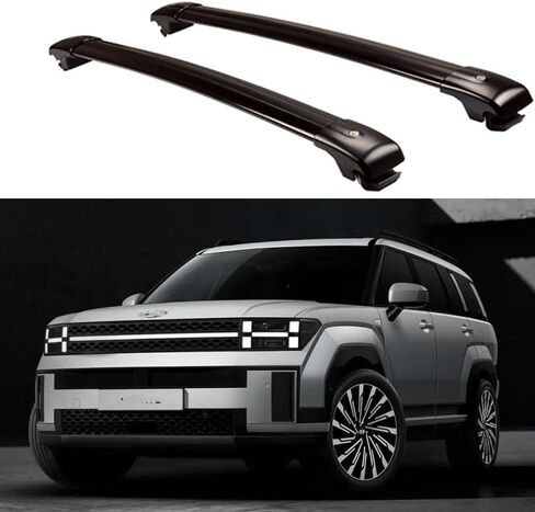 العارضة لجميع Santa Fe 2024 2025 Cross Bar Roof Rails Rails Black Lockable in Kuwait
