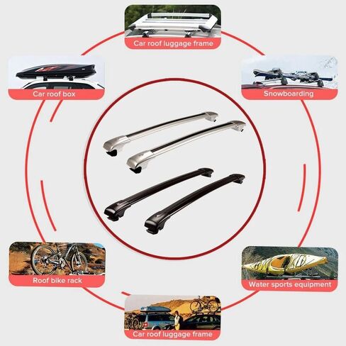 العارضة لجميع Santa Fe 2024 2025 Cross Bar Roof Rails Rails Black Lockable in Kuwait