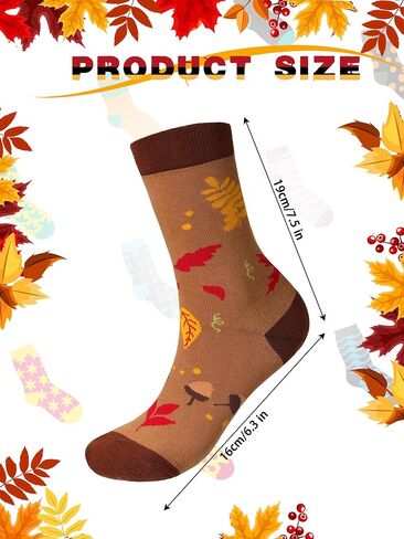 SATINIOR 4 Pairs Autumn Socks Colorful Novelty Socks Thanksgiving Holiday Sock Fall Leaves Pumpkin Pattern Sock for Women Girls, Multicolor, One Size in Kuwait