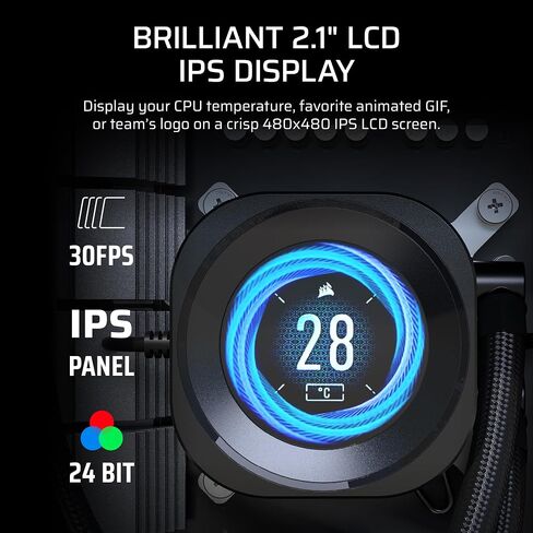 Corsair Nautilus 360 RS LCD Liquid CPU Cooler – 2.1" IPS LCD Screen, 360mm AIO, Low-Noise, Daisy-Chain, Intel LGA 1851/1700, AMD AM5/AM4 – 3X RS120 Fans Included – Black in Saudi Arabia