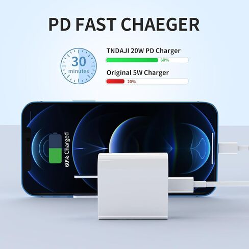 USB C Charger iPhone Charger Fast Charging 3Pack 20W Type C Clost Cloch Wall Charger مع 6 قدمًا من كبل الشاحن USB C المتوافق مع iPhone 14Pro/13 Pro/12/12 PRO MAX/11/XS MAX/XS/XR/X/8 in Kuwait