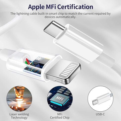 USB C Charger iPhone Charger Fast Charging 3Pack 20W Type C Clost Cloch Wall Charger مع 6 قدمًا من كبل الشاحن USB C المتوافق مع iPhone 14Pro/13 Pro/12/12 PRO MAX/11/XS MAX/XS/XR/X/8 in Kuwait