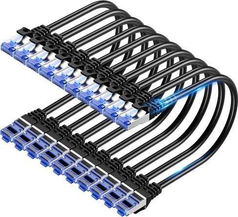 Cat6A Ethernet Cable Shielded 10Gbps 50 ft, Slim Shielded (F/UTP) Ethernet Cable Cat 6, Flexible 28AWG Bare Copper Cat6 Cable, Space-Saving Cat 6a Network Cable for Server, Data Center, Black in Saudi Arabia