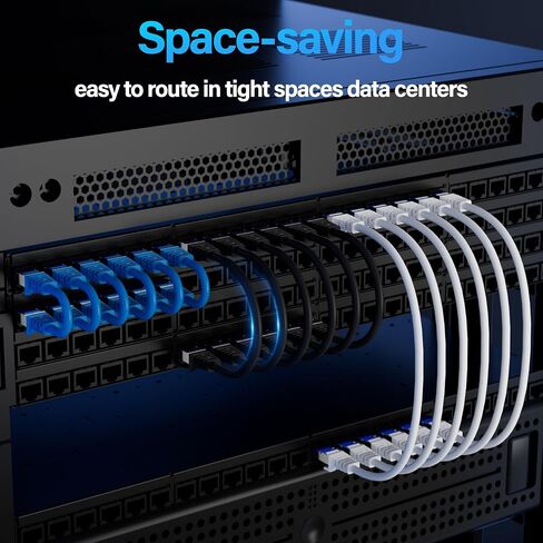 كابل Ethernet CAT6A محمي 10 جيجابت في الثانية 50 قدمًا ، كابل كابل Ethernet Cable محمي (F/UTP) ، كابل CAT6 مرن 28AWG CAT6 ، كابل شبكة 6A لتوفير الفضاء للخادم ، مركز البيانات ، الأسود in Kuwait