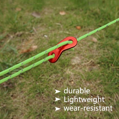 6 حزمة عاكس Guyline Tent Rope مع ضابط الألومنيوم ، مجموعة خيمة لخيمة التخييم وملحقات المشي لمسافات طويلة - 4 ملم سميكة وطول 4 أمتار in Kuwait