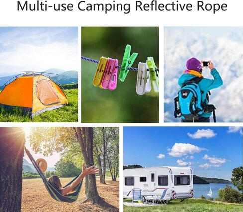 6 حزمة عاكس Guyline Tent Rope مع ضابط الألومنيوم ، مجموعة خيمة لخيمة التخييم وملحقات المشي لمسافات طويلة - 4 ملم سميكة وطول 4 أمتار in Kuwait
