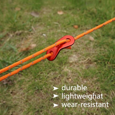 6 حزمة عاكس Guyline Tent Rope مع ضابط الألومنيوم ، مجموعة خيمة لخيمة التخييم وملحقات المشي لمسافات طويلة - 4 ملم سميكة وطول 4 أمتار in Kuwait