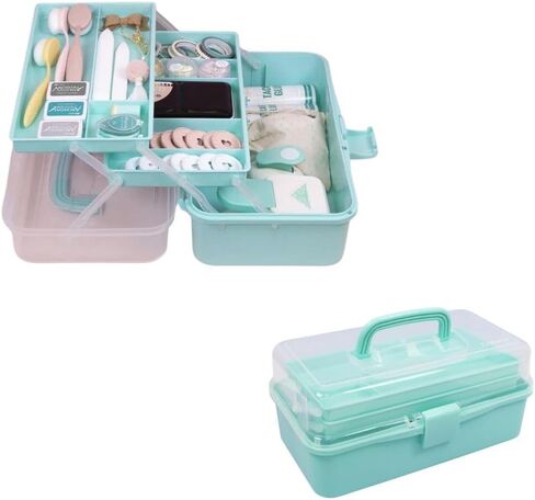 Craftelier - Storage and Organisation Case with 3 Trays, Latch and Handle for Scrapbooking and Other Craft Materials and Tools | Approx. Size 32 x 13.5 x 18.5 cm - Pink Colour in Saudi Arabia