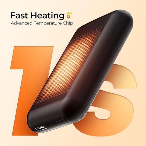 تدفئة اليدين قابلة لإعادة الشحن 2 حزمة ، 6400 مللي أمبير في الساعة تدفئة اليد الكهربائية مع بطارية LED وعرض درجة الحرارة ، 4 مستويات تسخين محمولة الجيب المحمولة للرجال ، النساء ، الصيد الأسود in Kuwait