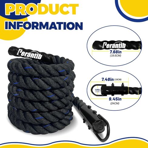 100% Polyester Climbing Rope with Hooks - Heavy Duty 1000LBS Load Capacity, 1.5inch Diameter, 10,15,20,25,30,50ft Length for Outdoor Rock Climbing, Rescue & Escape (20ft) in Kuwait