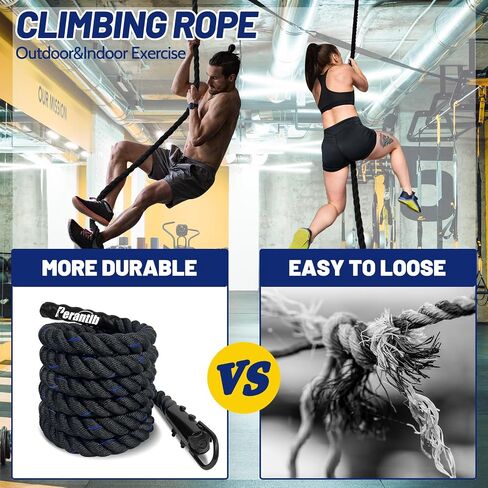 100% Polyester Climbing Rope with Hooks - Heavy Duty 1000LBS Load Capacity, 1.5inch Diameter, 10,15,20,25,30,50ft Length for Outdoor Rock Climbing, Rescue & Escape (20ft) in Kuwait