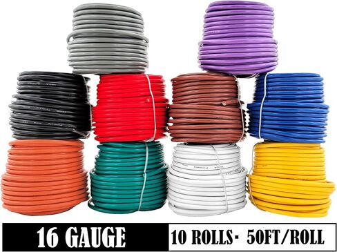GS Power 50ft CCA 16 Gauge Wire Automotive, 25ft Red & 25ft Black, 16 AWG 12v, Speaker Electrical Wire Low Voltage Primary for Car Stereo Audio Video Trailer Harness Hookup Wiring DIY in Saudi Arabia