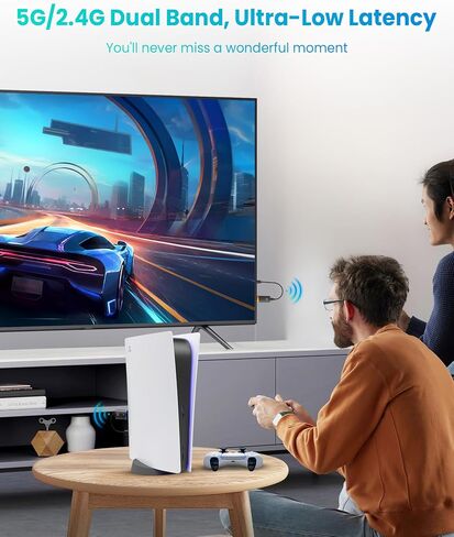 Wireless HDMI Transmitter and Receiver 100FT, 4K Decode 1080P@60Hz HD Output Wireless HDMI Extender, 2.4G&5G Plug&Play Low Latency for Streaming Video/Audio to Monitor from Laptop/PC/TV Box/Projector in Saudi Arabia