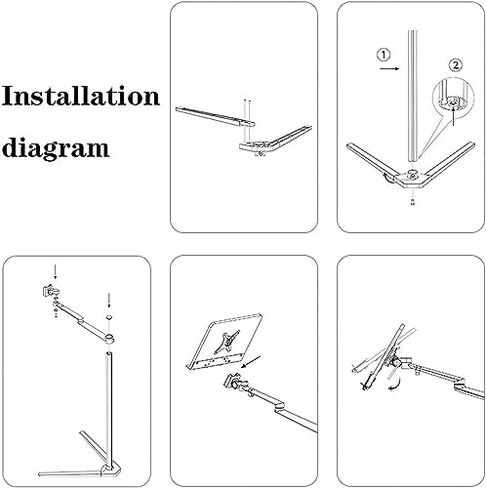 Reading Shelf Floor-Standing, V-Shaped Weighted Base Stand with 360-degree Rotatable Aluminum Arm, Recipe Book Holder Stand for Kitchen in Saudi Arabia