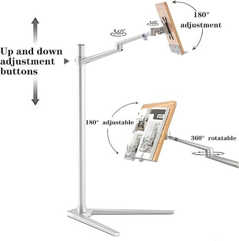 Reading Shelf Floor-Standing, V-Shaped Weighted Base Stand with 360-degree Rotatable Aluminum Arm, Recipe Book Holder Stand for Kitchen in Saudi Arabia