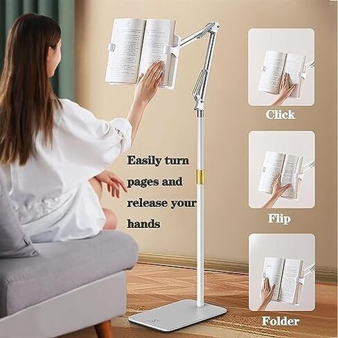 Adjustable Height Reading Shelf Floor-Standing, Rolling Lectern Stand, Portable Folding Music Stand Book Holder, Sturdy Metal Base in Saudi Arabia
