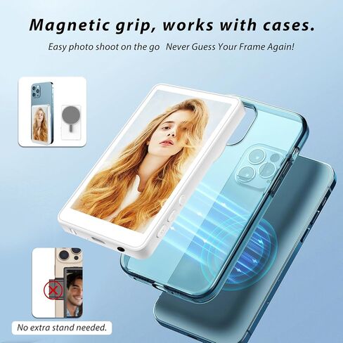 شاشة شاشة Selfie Monitor مدمجة في الإخراج الصوتي ، شاشة مراقبة الكاميرا الخلفية لمبدعو محتوى الوسائط ، شاشة الكاميرا الخلفية لـ VLOG Live Stream Tiktok YouTube ، متوافقة مع iPhone & Android in Kuwait