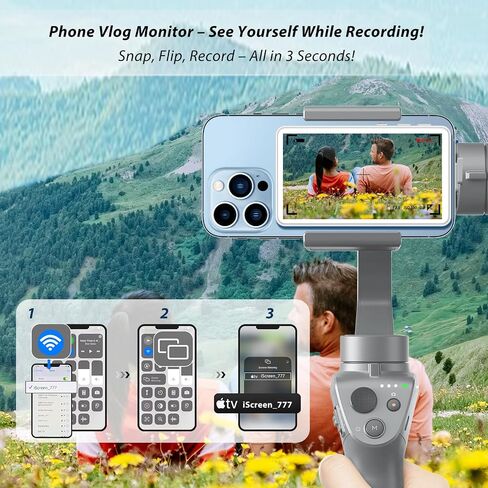 شاشة شاشة Selfie Monitor مدمجة في الإخراج الصوتي ، شاشة مراقبة الكاميرا الخلفية لمبدعو محتوى الوسائط ، شاشة الكاميرا الخلفية لـ VLOG Live Stream Tiktok YouTube ، متوافقة مع iPhone & Android in Kuwait