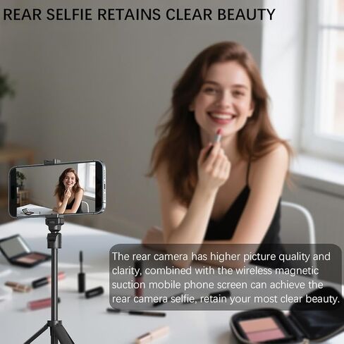 شاشة شاشة Selfie اللاسلكية لشاشة iPhone Magnetic Mount Vlog Live Stream الخلفية الخلفية الكاميرا اللاسلكية مع التحكم عن بُعد ، متوافق مع iPhone Samsung Galaxy ، وأكثر (أبيض) in Saudi Arabia