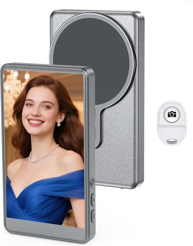 شاشة شاشة Selfie اللاسلكية لشاشة iPhone Magnetic Mount Vlog Live Stream الخلفية الخلفية الكاميرا اللاسلكية مع التحكم عن بُعد ، متوافق مع iPhone Samsung Galaxy ، وأكثر (أبيض) in Saudi Arabia