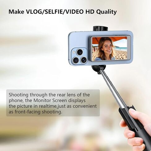 شاشة شاشة Selfie اللاسلكية لشاشة iPhone Magnetic Mount Vlog Live Stream الخلفية الخلفية الكاميرا اللاسلكية مع التحكم عن بُعد ، متوافق مع iPhone Samsung Galaxy ، وأكثر (أبيض) in Saudi Arabia