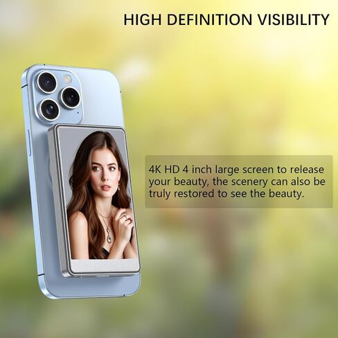 شاشة شاشة Selfie اللاسلكية لشاشة iPhone Magnetic Mount Vlog Live Stream الخلفية الخلفية الكاميرا اللاسلكية مع التحكم عن بُعد ، متوافق مع iPhone Samsung Galaxy ، وأكثر (أبيض) in Saudi Arabia