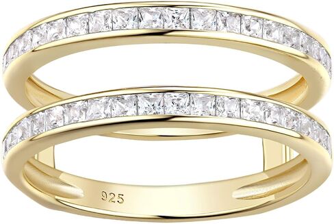 Wuziwen Vintage Princess Ring Enhancer for Women AAAAA CZ Wedding Band Set 925 Sterling Silver in Saudi Arabia