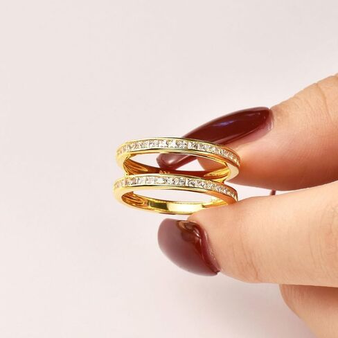 Wuziwen Vintage Princess Ring Enhancer for Women AAAAA CZ Wedding Band Set 925 Sterling Silver in Saudi Arabia