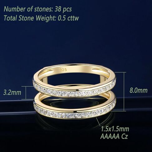 Wuziwen Vintage Princess Ring Enhancer for Women AAAAA CZ Wedding Band Set 925 Sterling Silver in Saudi Arabia