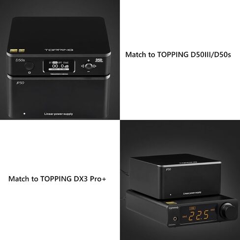 TOPPING P50 Linear Power Supply for HiFi Audio - Ultra Low Noise, CNC Unibody, Perfect Compatible with D50III/D50s/DX3,Pro+/E50,Global Voltage Support (Black) in Saudi Arabia