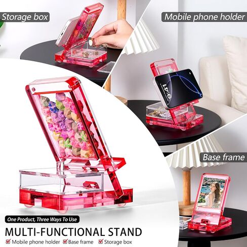 Acrylic Phone Holder Firm，Phone Stand for Desk，Star Decorations and Not Easily Damaged，Office Accessories，Novel Design,Pink Black and Clear. (Pink) in Kuwait