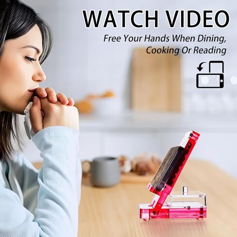 Acrylic Phone Holder Firm，Phone Stand for Desk，Star Decorations and Not Easily Damaged，Office Accessories，Novel Design,Pink Black and Clear. (Pink) in Kuwait